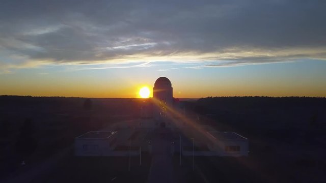 Aerial approach of an abandoned Radio building in the Netherlands.