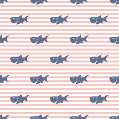 Shark seamless pattern, Hand drawn sketched doodle shark, vector illustration