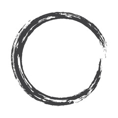 Vector paint brush circle stroke. Abstract Japanese style hand drawn ink round