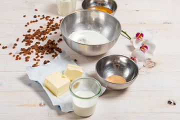 Ingredients for Dough. The process of making dough for Easter
