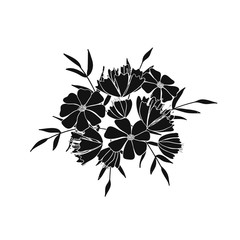 Bouquet of flowers, berries, leaves and twigs of fantasy plants. Vector