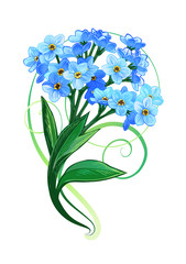 Vector illustration of blue flowers