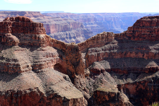 Eagle Point at the Grand Canyon, carved by the Colorado River in Arizona, United States. Grand Canyon National Park, Grand Canyon West, amazing view of the nature, breathtaking landscape. © Andreia Durante