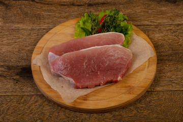 Raw pork steak