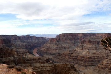 The Grand Canyon, carved by the Colorado River in Arizona, United States. Grand Canyon National Park, Grand Canyon West, amazing view of the nature, breathtaking landscape.