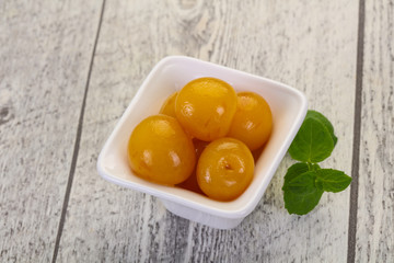 Yellow ripe cherry dessert