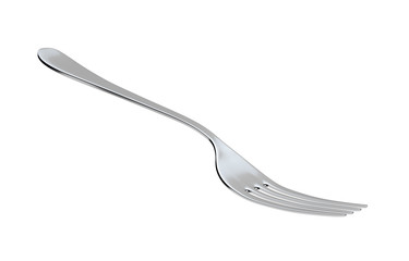 Silver fork isolated on white with clipping path. 3d render