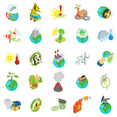 Eco world icons set. Isometric set of 25 eco world vector icons for web isolated on white background