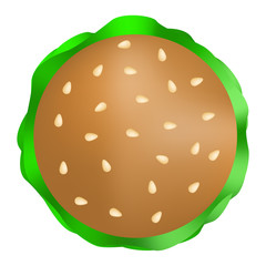 Delicious burger icon. Realistic illustration of delicious burger vector icon for web design isolated on white background