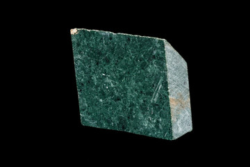 Macro stone Nephrite mineral on black background