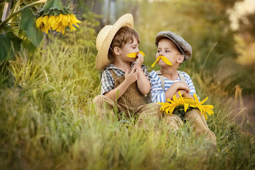 Children click sunflower seeds