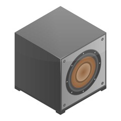 Obraz premium Subwoofer speaker icon. Isometric of subwoofer speaker vector icon for web design isolated on white background
