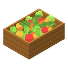 Vegetable garden box icon. Isometric of vegetable garden box vector icon for web design isolated on white background