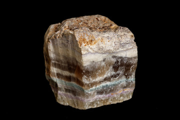 Macro stone mineral Fluorite on a black background