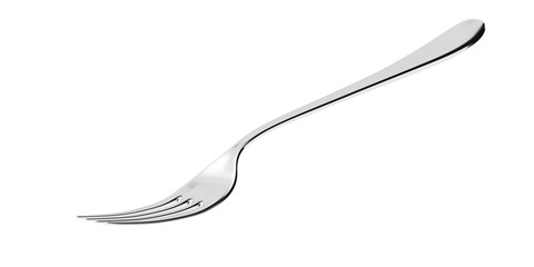 Silver fork isolated on white with clipping path. 3d render - obrazy, fototapety, plakaty