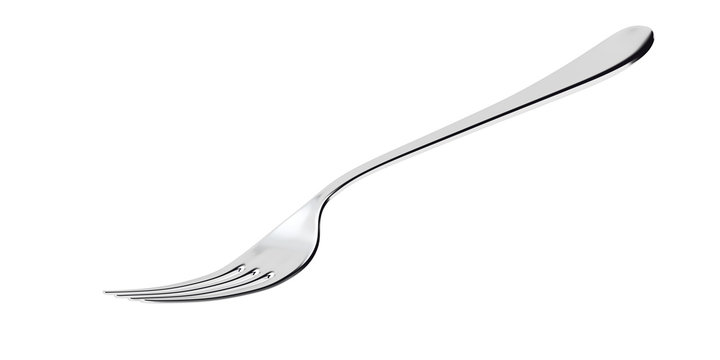 Silver fork isolated on white with clipping path. 3d render