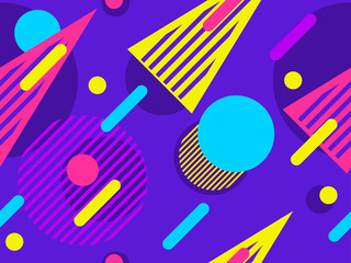 Memphis seamless pattern. Geometric elements memphis in the style of 80's. Vector illustration