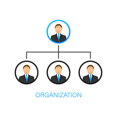 Organization chart. Organizational structure. Business and commerce. Teamwork. Contour symbol. Professional hierarchy. Vector illustration.