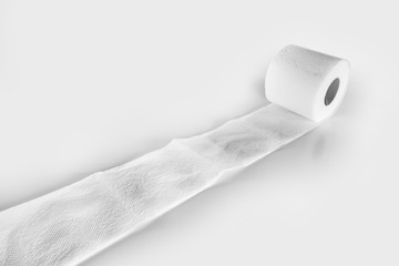 roll of toilet paper on white background