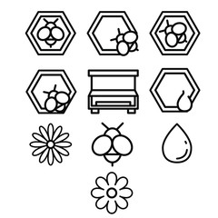 set of minimal icons beekeeping theme