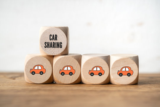 Car-Sharing Symbole auf Würfel