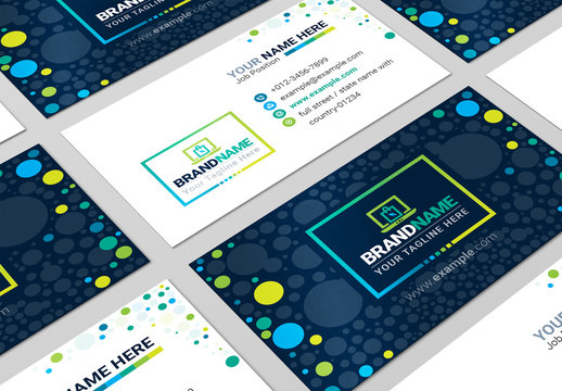 Business Card Layout With Colorful Circles