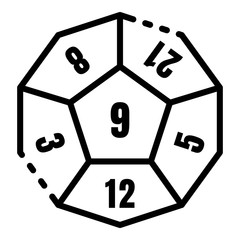 Number dice icon. Outline number dice vector icon for web design isolated on white background