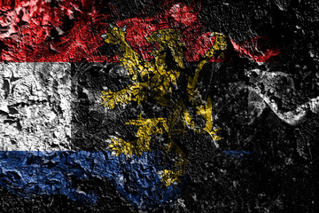 Benelux smoky mystical flag on the old dirty wall background