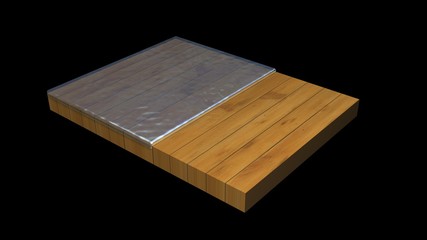 Water drops collide with Waterproof surface . Wood sealer nanomaterials 3d rendering