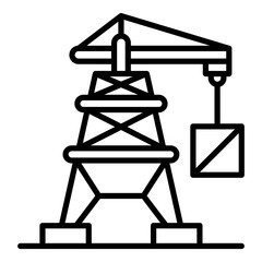 Port crane icon. Outline port crane vector icon for web design isolated on white background