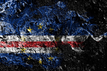 Cape Verde smoky mystical flag on the old dirty wall background