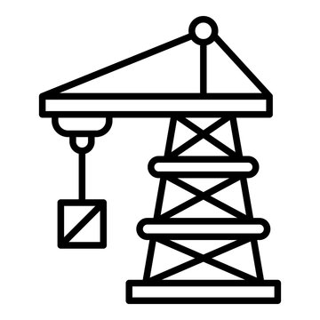 Port crane icon. Outline port crane vector icon for web design isolated on white background