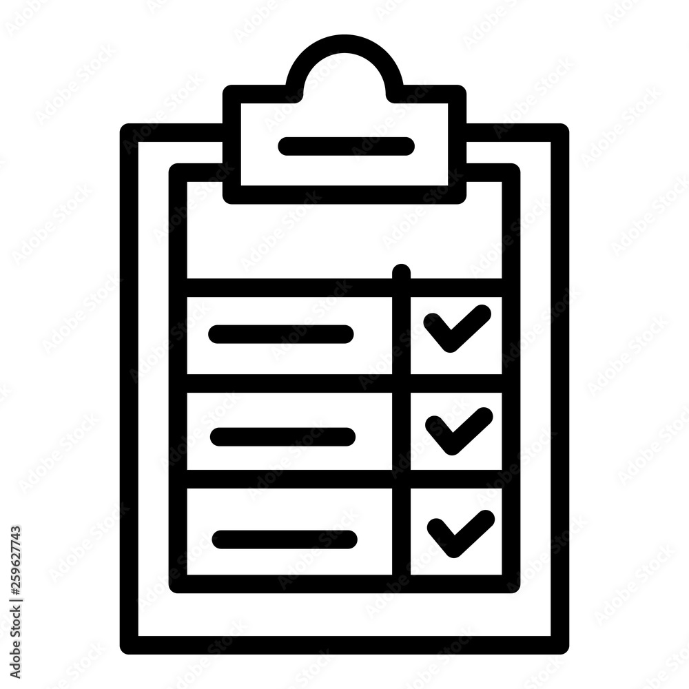 Poster check mark clipboard icon. outline check mark clipboard vector icon for web design isolated on white