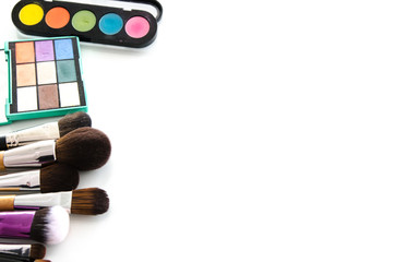 Beauty tools palettes collection. Top view