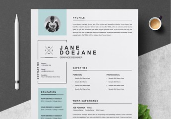 Resume and Cover Letter Layout with Sky Blue Sidebar