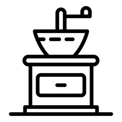 Wood coffee grinder icon. Outline wood coffee grinder vector icon for web design isolated on white background