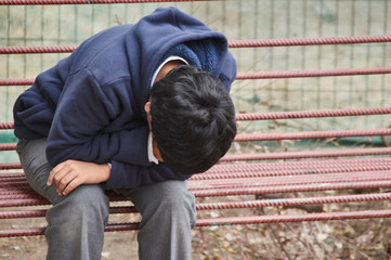 sad child, consequences of bullying, Chilean depressive child, emotional illness, problems at school.