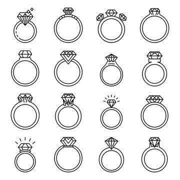 Black Outline Illustration Of Gemstone Ring Icon. 24155914 Vector Art at  Vecteezy