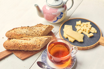 cup of tea and cheese