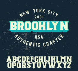 Fototapeta na wymiar Brooklyn. Original serif font. Classic print. Retro badge. Vintage American style.