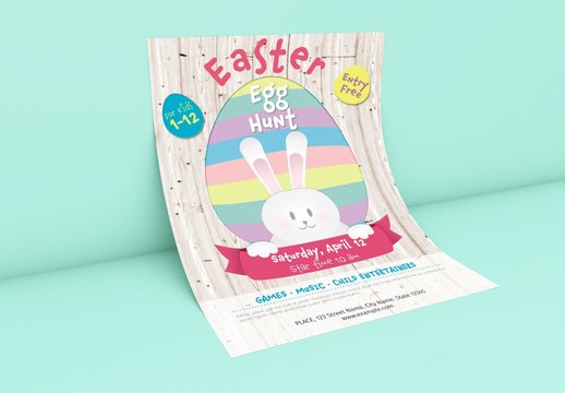 Easter Egg Hunt Poster with Pastel Illustrations