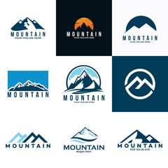 mountains logo set icon vector