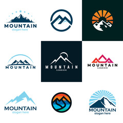 mountains logo set icon vector