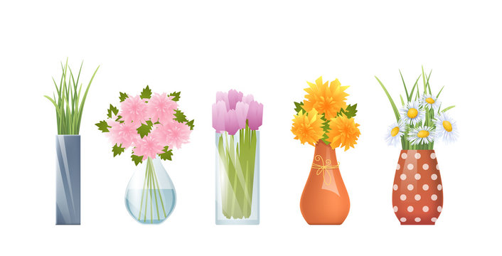 Cartoon Vases And Flowers