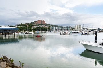 Fototapeta na wymiar Townsville Marina with Castle Hill in the background