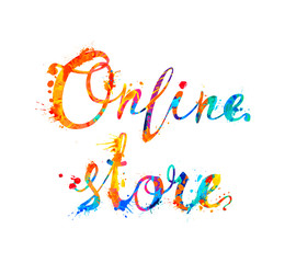 Online store. Ssplash paint calligraphic letters