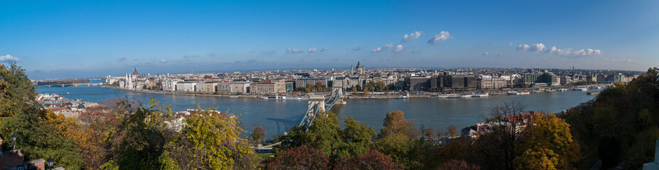 Fototapeta na wymiar View of Budapest city skyline with river Danube and bridges