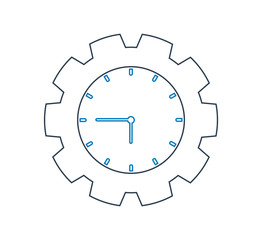 Time line Icon with Clock and gear symbol.