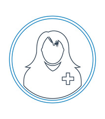 Female Patient profile line icon with circle shape.