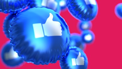 Like Social Media Thumbs up Icons Balloons Background Texture, 3d illustration, render